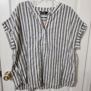 BloomChic Navy and White Striped Blouse Size 2X NWT